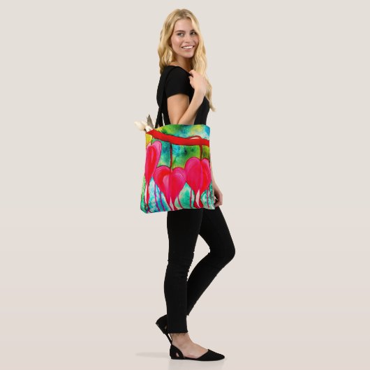 Neon roze bloeding Hartbloemen Tote Bag (Op model)