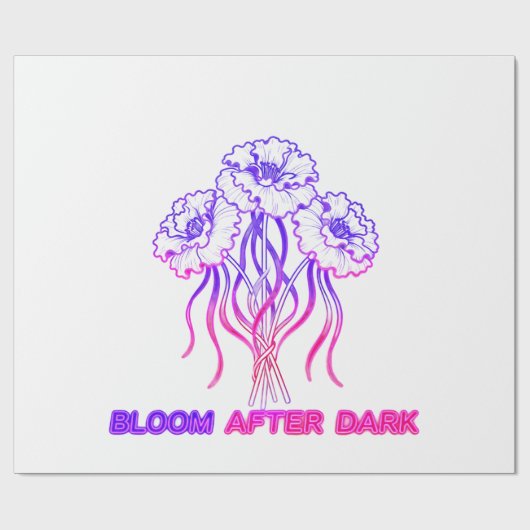 Neon Roze Bloem - Kunst Inpakpapier (Vlak)