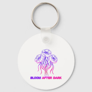 Neon Roze Bloem - Kunst Sleutelhanger