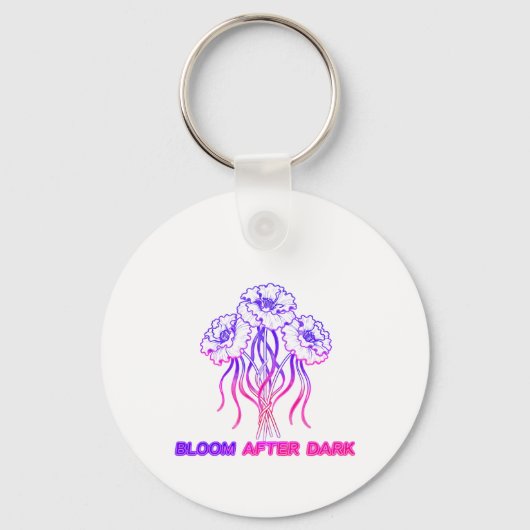 Neon Roze Bloem - Kunst Sleutelhanger (Voorkant)
