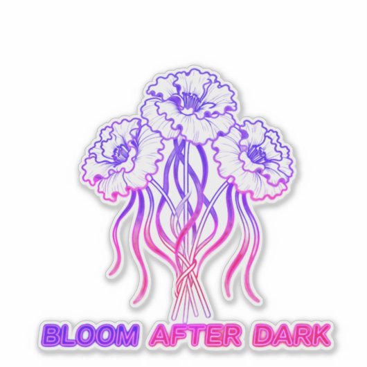 Neon Roze Bloem - Kunst Vinyl Sticker (Voorkant)