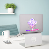 Neon Roze Bloem - Kunst Vinyl Sticker (Laptop op bureau)