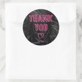 Neon roze bord orde dank u zwart palmblad ronde sticker (Tas)