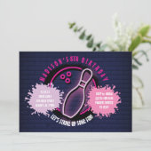 NEON ROZE BOWLING BAL ROND Verjaardagsfeest (Staand voorkant)