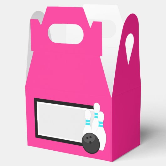 Neon roze bowling gunst dozen bedankdoosjes (Geopend)