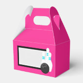 Neon roze bowling gunst dozen bedankdoosjes (Voorkant Zijde)