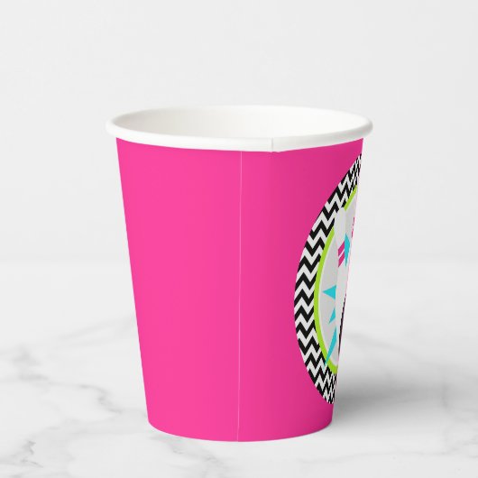 Neon Roze Bowling Papier Cups Papieren Bekers (Rechts)