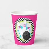 Neon Roze Bowling Papier Cups Papieren Bekers (Voorkant)