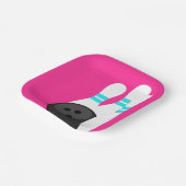 Neon roze bowling partij papier Borden Papieren Bordje (Gebogen)