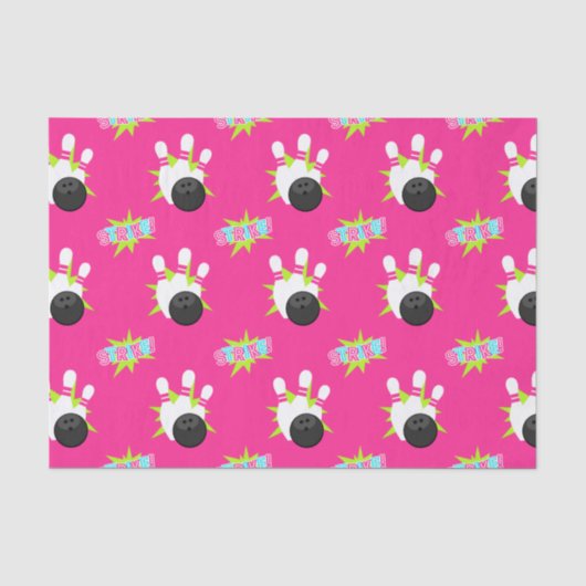 Neon roze bowling partij weefsel papier (Voorkant)