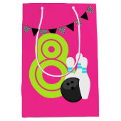 Neon roze bowling verjaardag geschenk tas medium cadeauzakje (Voorkant)