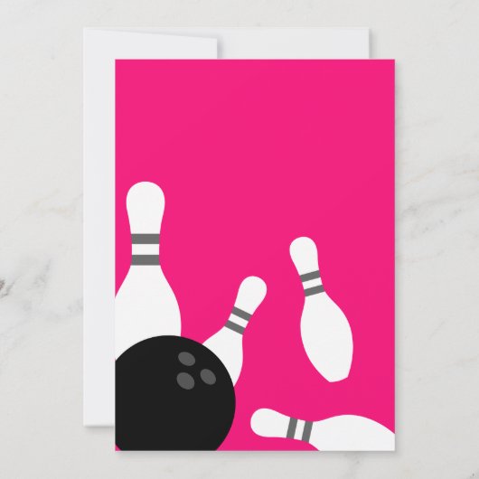 Neon roze bowling Verjaardagsfeestuitnodigingen Kaart (Achterkant)