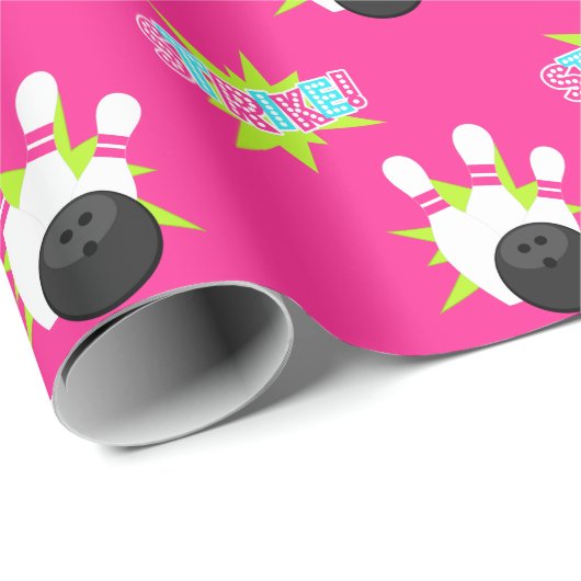 Neon roze bowling wikkelpapier cadeaupapier (Rol Hoek)