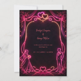 Neon roze Bruid Bruidegom Huwelijk Liefde Gloed Kaart