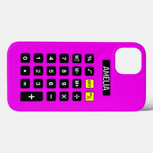 Neon roze calculator met toetsenblok Case-Mate iPhone case (Achterkant (horizontaal))