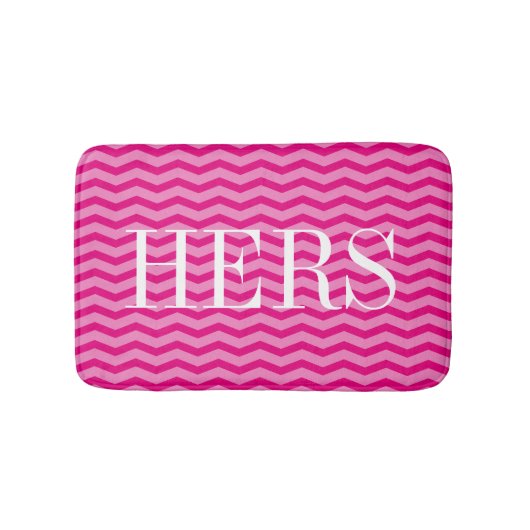 Neon roze chevron-patroon monogram badmat (Voorkant)