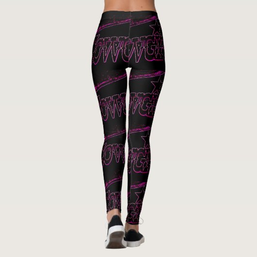 neon roze cowgirl zwart leggings (Achterkant)