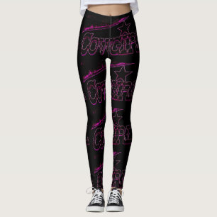 neon roze cowgirl zwart leggings
