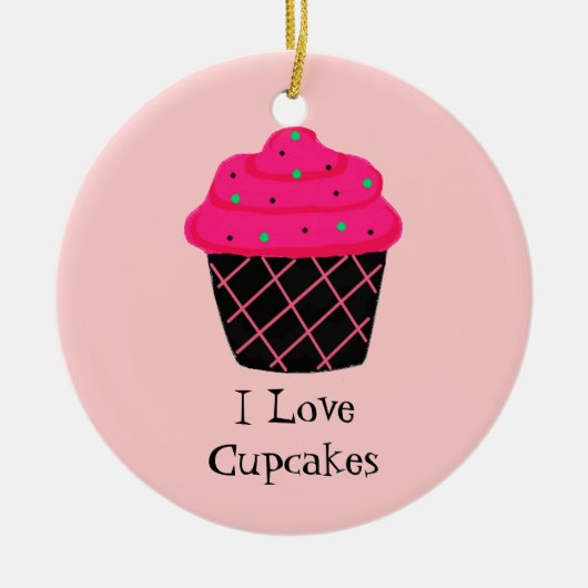 Neon Roze Cupcake Keramisch Ornament (Voorkant)