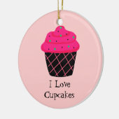 Neon Roze Cupcake Keramisch Ornament (Links)