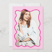 Neon roze curve kronkelen golvende foto Sweet 16 Kaart (Achterkant)