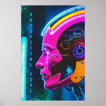Neon Roze Cyberpunk Android Kunstmatig Ziel