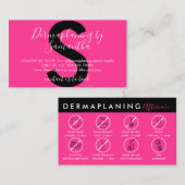 Neon Roze Dermaplaning Nazorg Poster Instructie Visitekaartje (Voorkant / Achterkant)