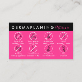Neon Roze Dermaplaning Nazorg Poster Instructie Visitekaartje