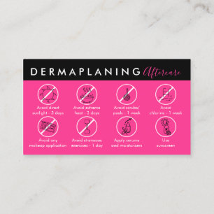 Neon Roze Dermaplaning Nazorg Poster Instructie Visitekaartje