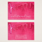 Neon roze dik glitter druppelaar racelet display visitekaartje (Voorkant /achterkant)