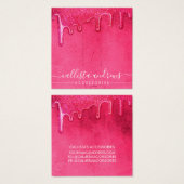 Neon roze dikke glazen druppelaar haarklemtoon vierkante visitekaartjes (Voorkant /achterkant)
