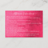 Neon roze dikke glitter druppels wimpers nazorg visitekaartje (Achterkant)