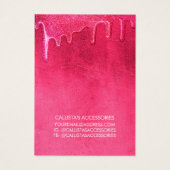 Neon roze dikke glitter druppelt Ketting beeldsche Visitekaartje (Achterkant)