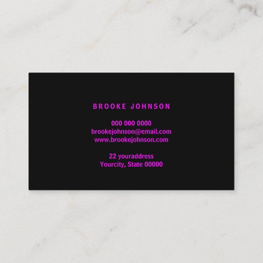 Neon roze effect haarstyliste Visitekaartje (Achterkant)