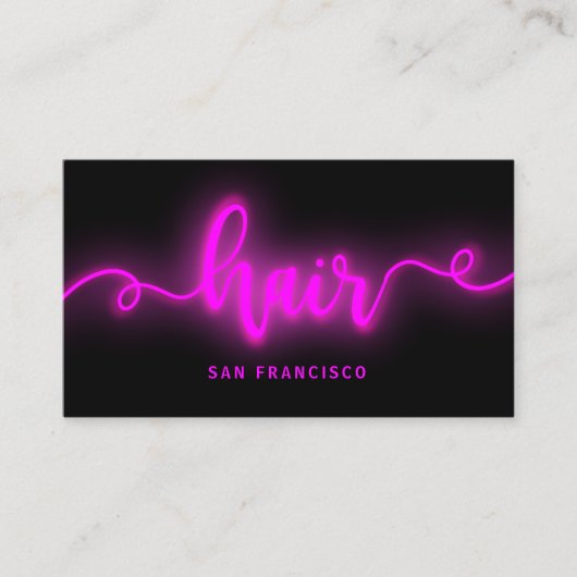 Neon roze effect haarstyliste Visitekaartje (Voorkant)