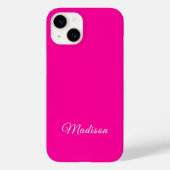 Neon roze effen kleur aangepaste naam Case-Mate iPhone case (Achterkant)