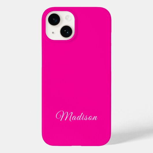 Neon roze effen kleur aangepaste naam Case-Mate iPhone case (Achterkant)
