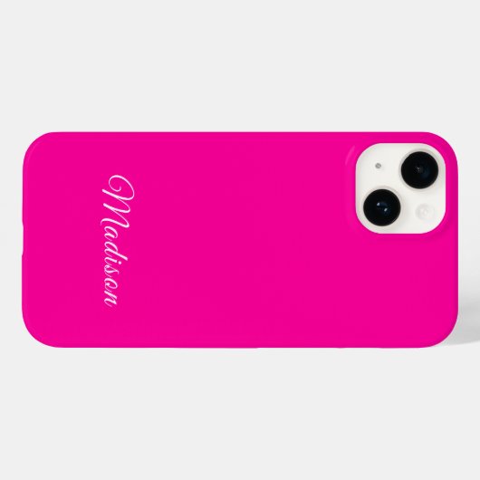 Neon roze effen kleur aangepaste naam Case-Mate iPhone case (Achterkant (horizontaal))