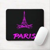 Neon Roze Eiffeltoren Parijs Schets Modern Muismat (Met muis)