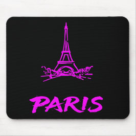 Neon Roze Eiffeltoren Parijs Schets Modern Muismat