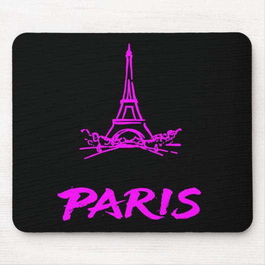 Neon Roze Eiffeltoren Parijs Schets Modern Muismat (Voorkant)