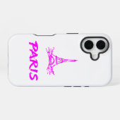 Neon Roze Eiffeltoren Paris Schets iPhone 16 Hoesje (Achterkant horizontaal)