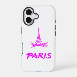 Neon Roze Eiffeltoren Paris Schets iPhone 16 Hoesje