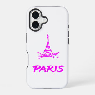 Neon Roze Eiffeltoren Paris Schets iPhone 16 Hoesje