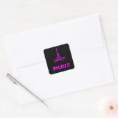 Neon Roze Eiffeltoren Paris Schets Modern Vierkante Sticker (Envelop)