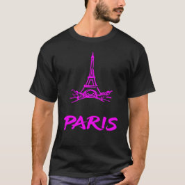 Neon Roze Eiffeltoren Paris Schets  T-shirt