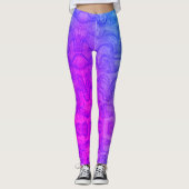 Neon Roze en Blauw Gedroogde kleurrijke strepen Leggings (Voorkant)