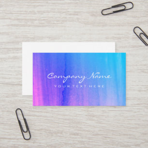 Neon roze en blauw waterverf kunst visitekaartjes