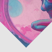 Neon roze en blauw zwoel krullend haar vrouw tissuepapier (Detail)