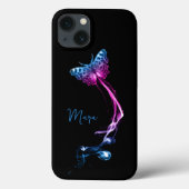 Neon roze en blauwe vlinder Case-Mate iPhone case (Achterkant)